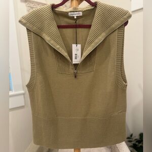 WeWoreWhat Olive / Khaki Half Zip Sweater Vest NWT Women’s